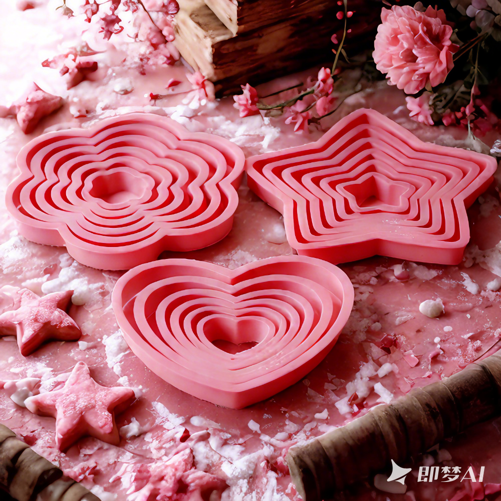 Cookie Cutter Set - 1set/3sets Pink Heart Star Flower Cookie