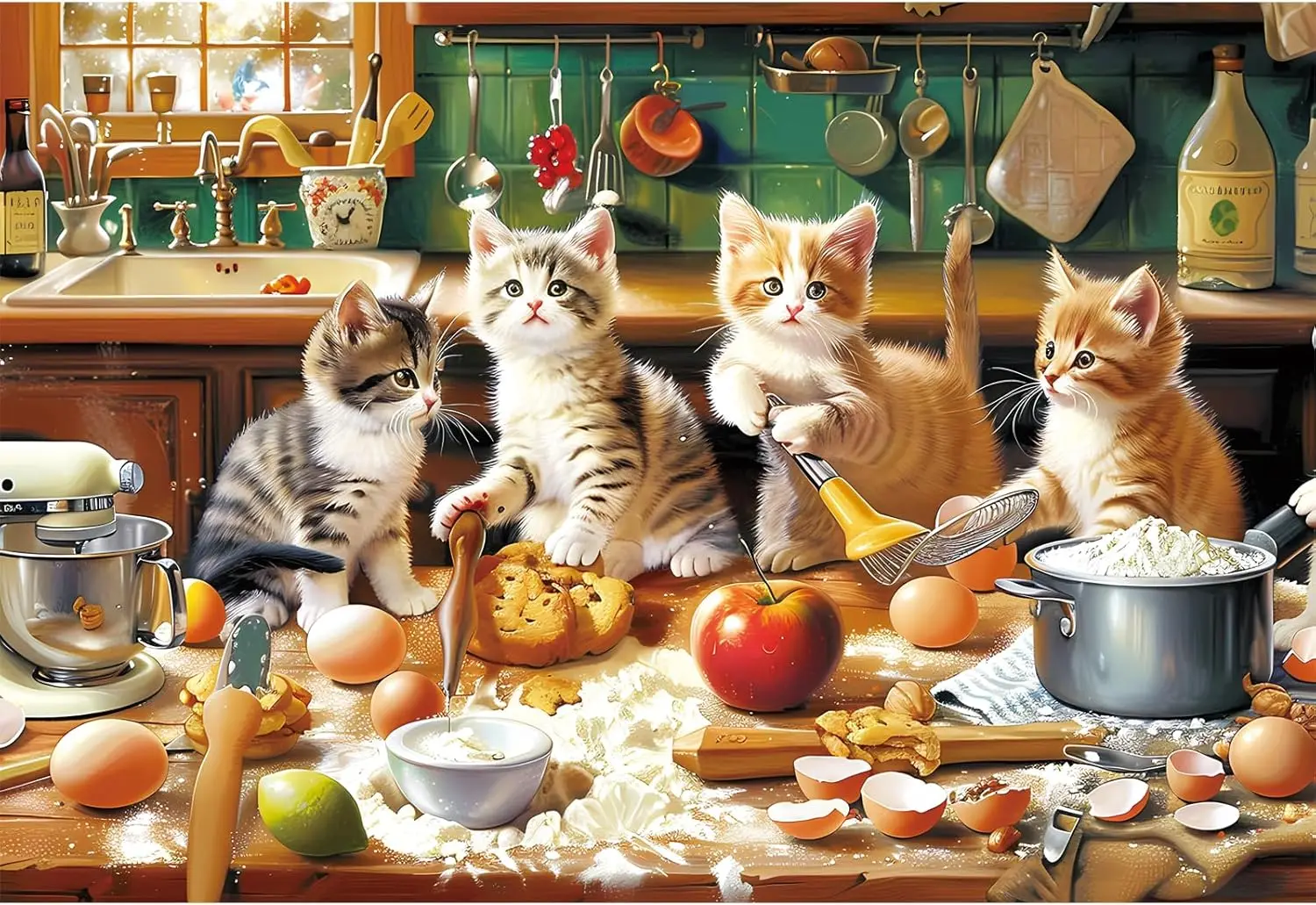 Baking Kitchen For Kids - Cute Kittens Baking Kitchen Jigsaw Puzzle