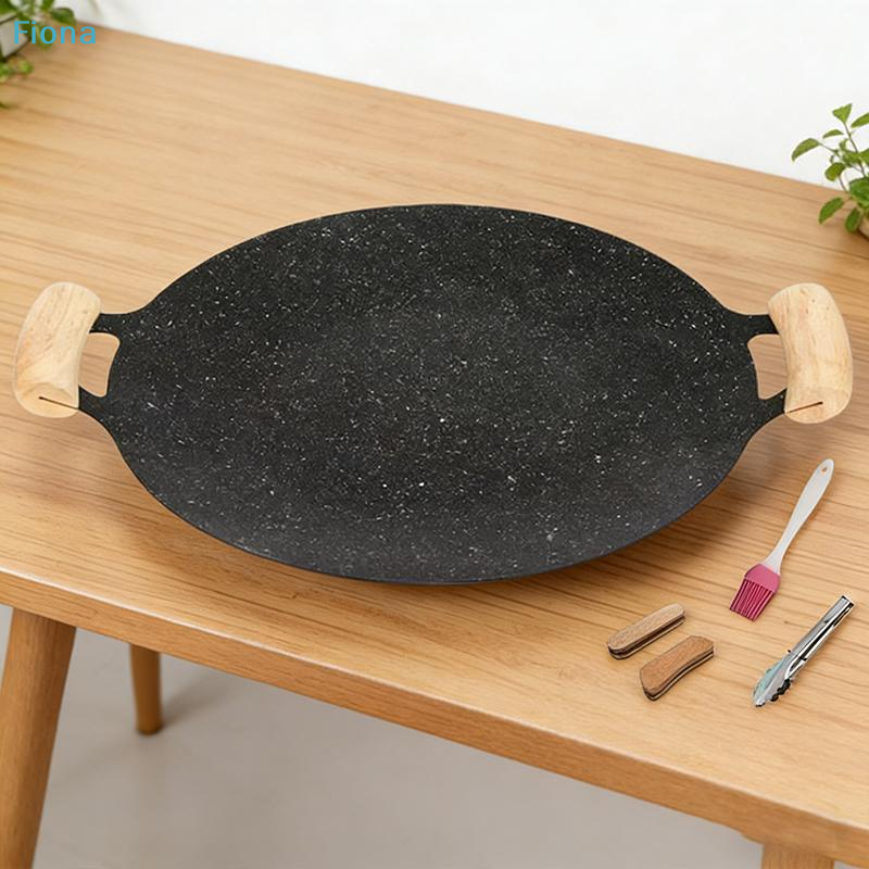 Kitchen Baking Containers - ✔Non-Stick BBQ Grill Pan with Wooden