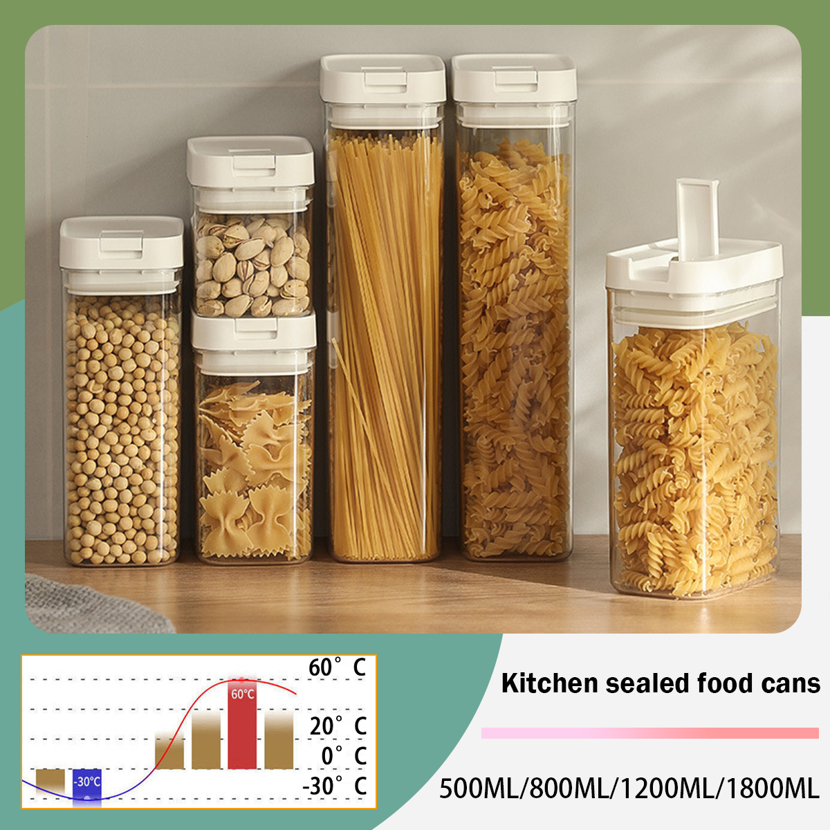 Kitchen Bank - Pasta Storage Box Transparent Plastic Grain