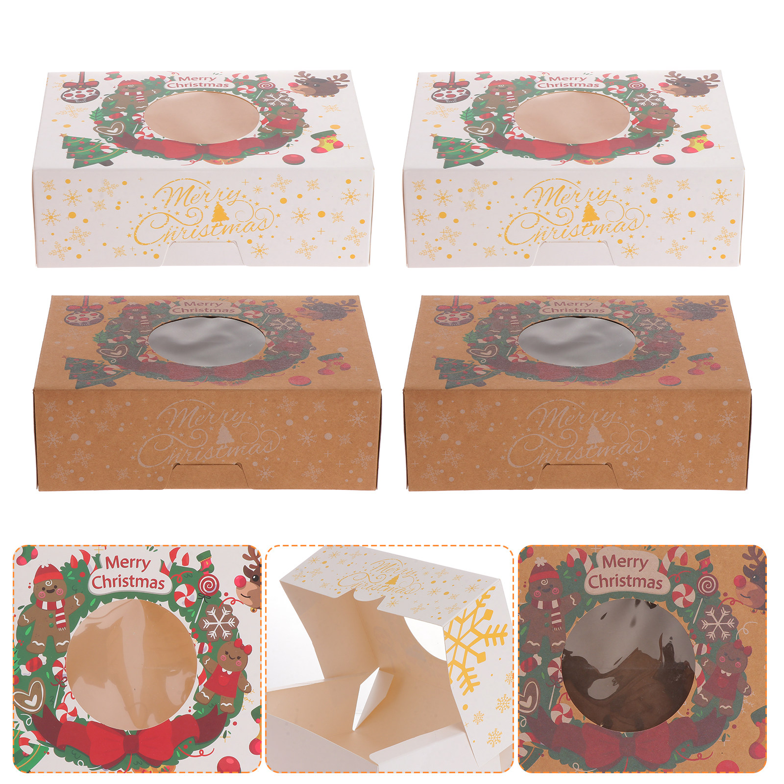 Kitchen Baking Containers - 12pcs Dessert Packaging Boxes Christmas Cake