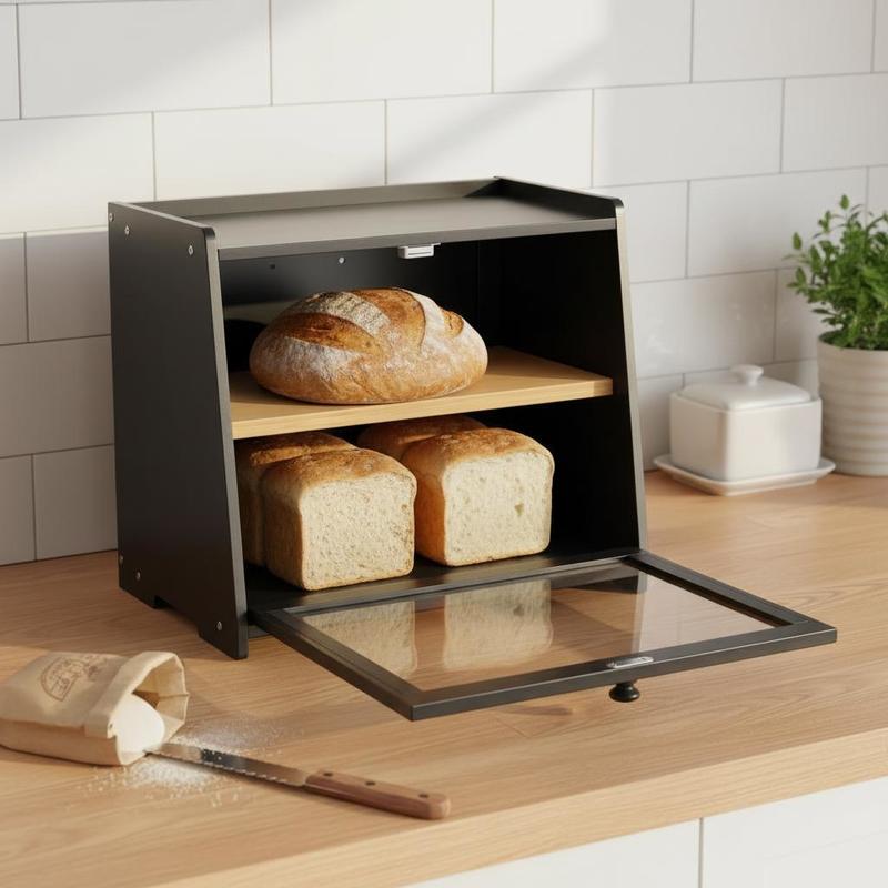 Kitchen Baking Containers - Double Layer Bread Box for Kitchen