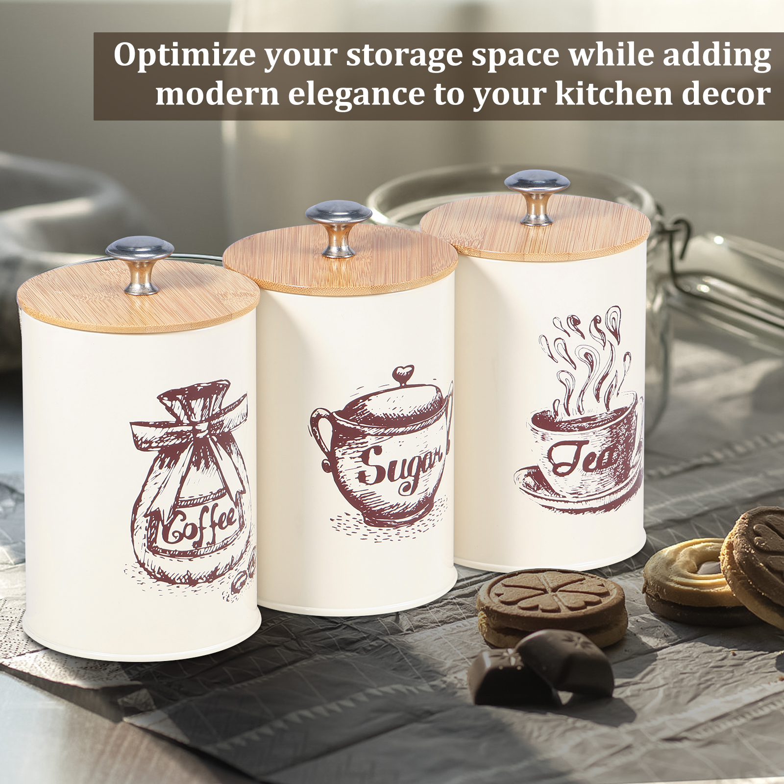 3Pcs Kitchen Storage Box Metal - Kitchen Bank recensie en prijs