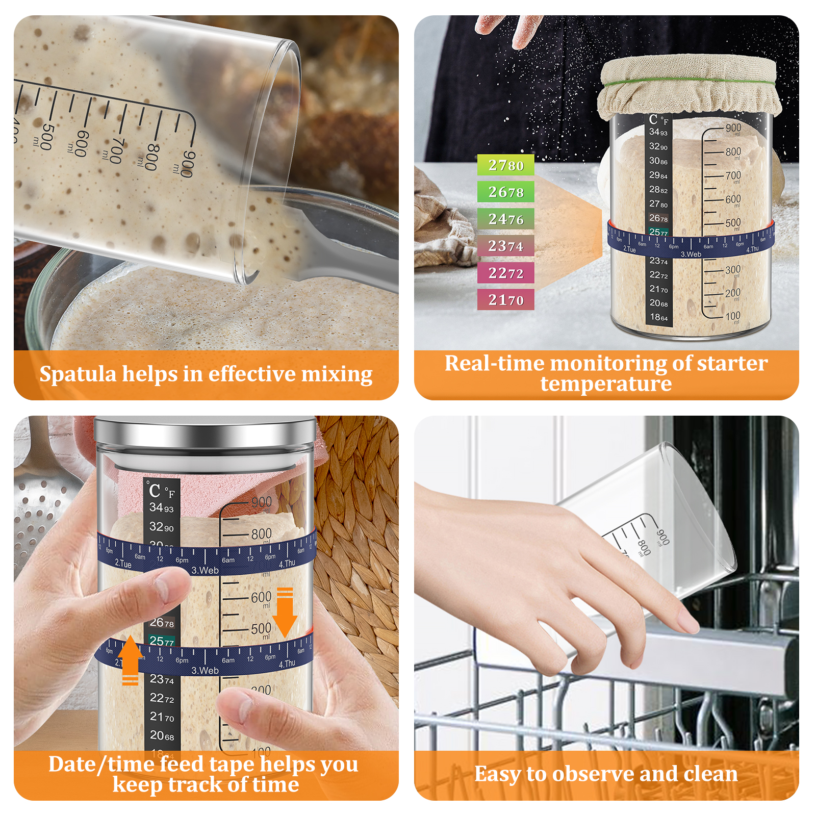 Sourdough Starter Jar 900ml Fe - Kitchen Baking Containers recensie en prijs