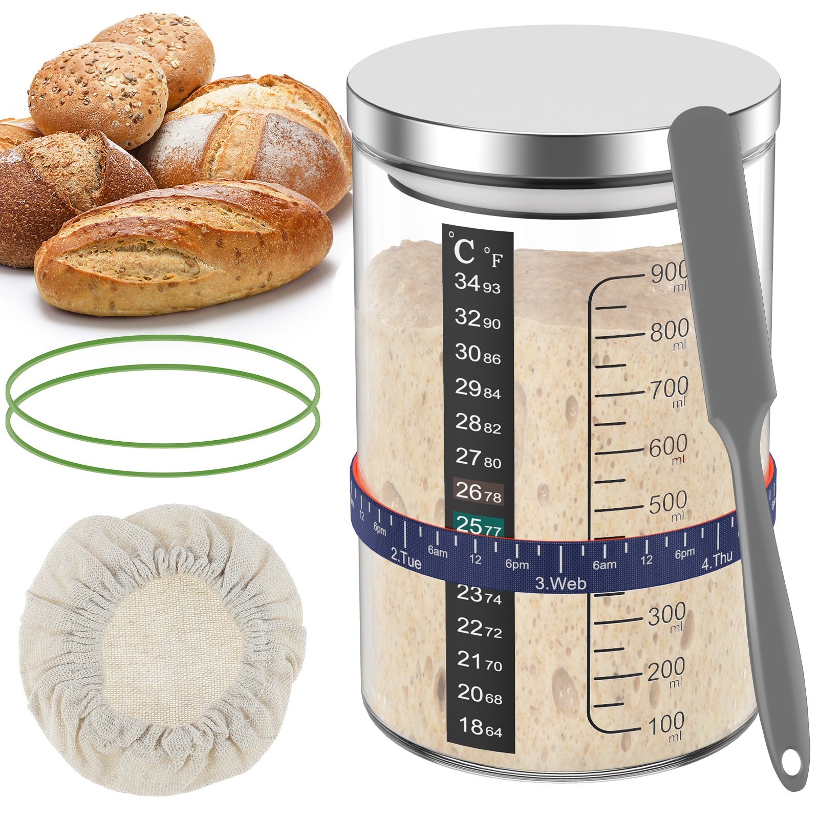 Sourdough Starter Jar Kit 900m - Kitchen Baking Containers recensie en prijs
