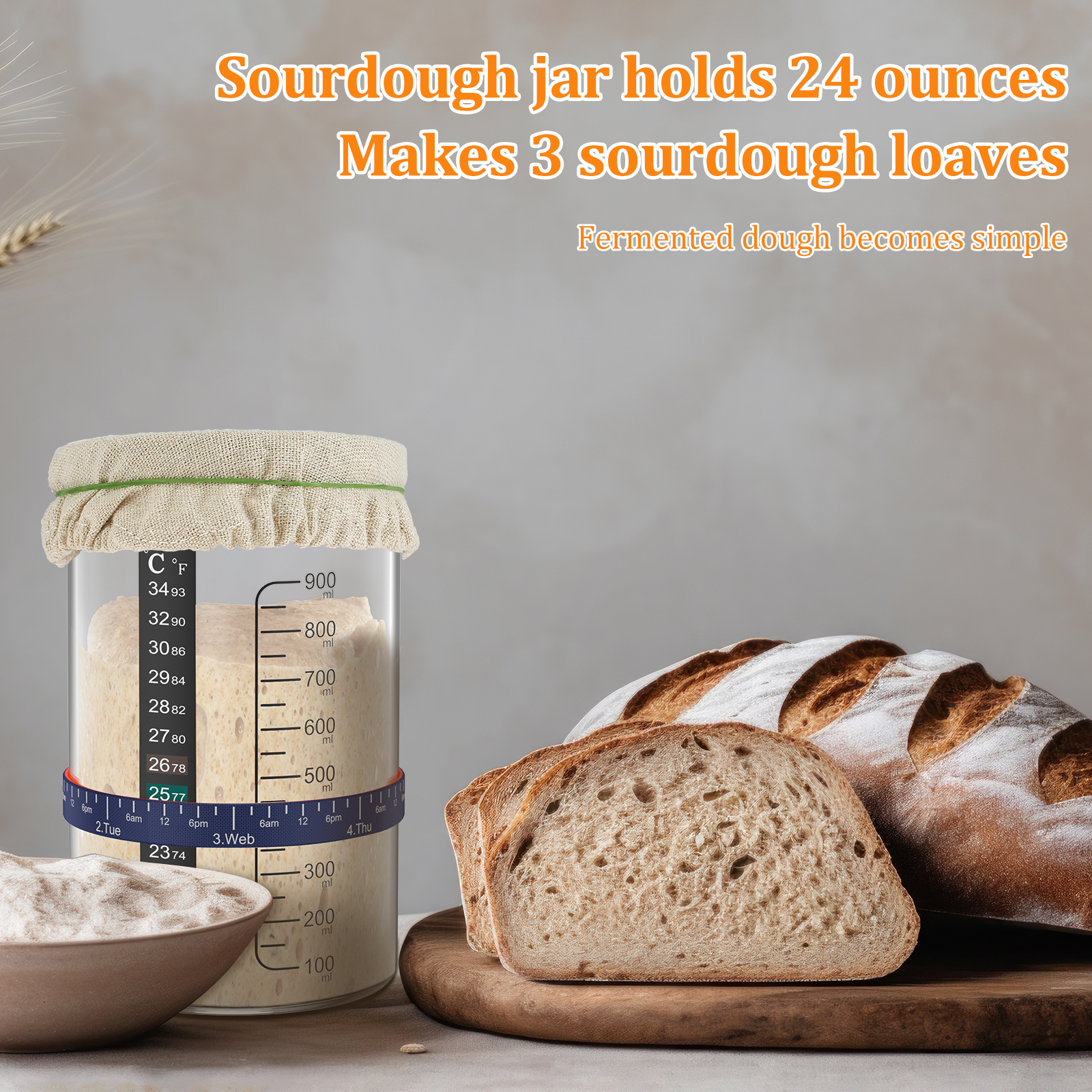 Sourdough Starter Jar Kit 900m - Kitchen Baking Containers recensie en prijs