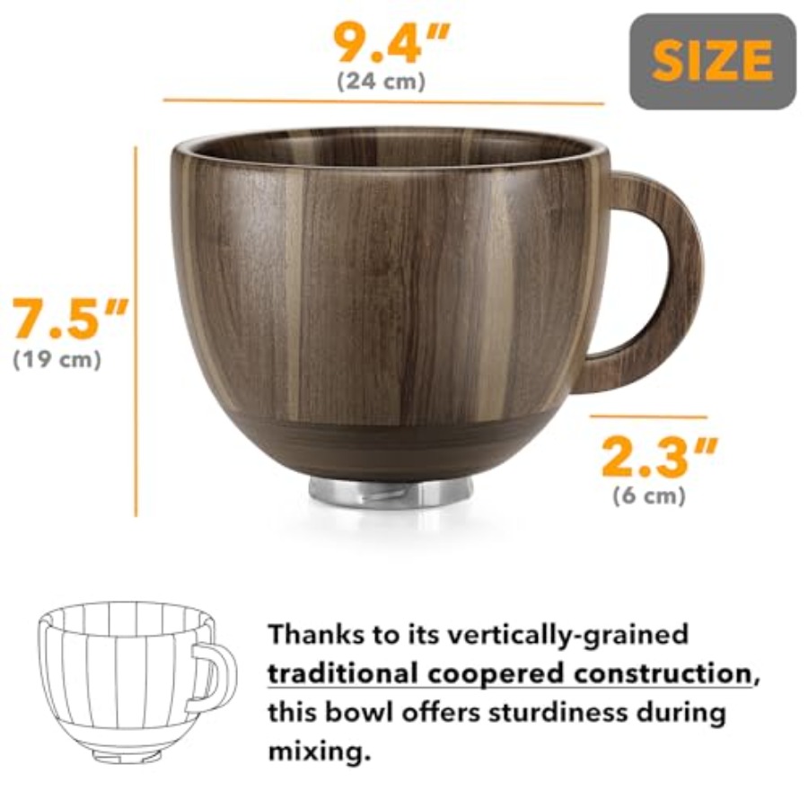 Kitchen wooden bowl with handl - Stand Mixer Bowl recensie en prijs
