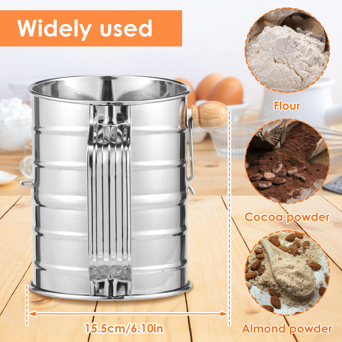 Flour Sifter Stainless Steel F - Baking Powder Kitchen recensie en prijs