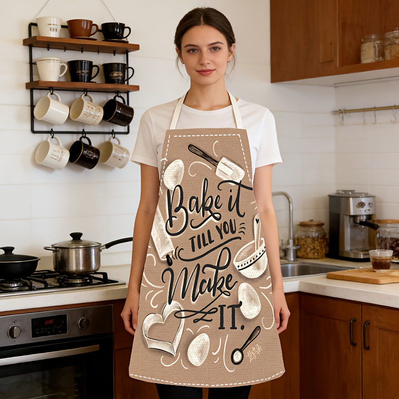 1pc Baking Quote Apron Beige K - Kitchen Baking Quotes recensie en prijs